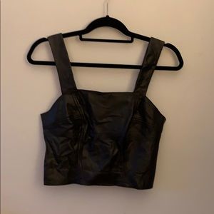 BNWOT Black Leather Cropped Tank
